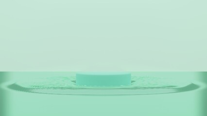 Product stand - 1 item, green pastel, stand and liquid