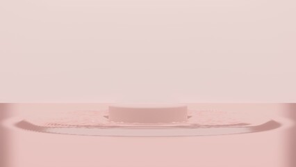 Product stand - 1 item, pink pastel, stand and liquid