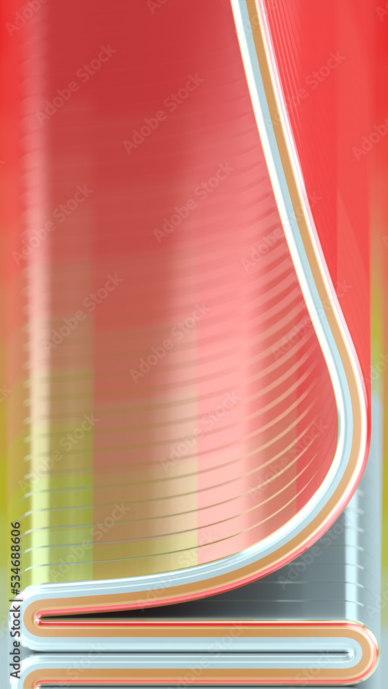 Poster Abstract colorful metallic flow of lines with fashionable stepped gradient. 3d rendering background digital illustration