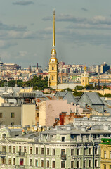 Fototapeta premium View of the city from the bell tower of the Cathedral of the Vladimir Icon of the Mother of God in St. Petersburg.
