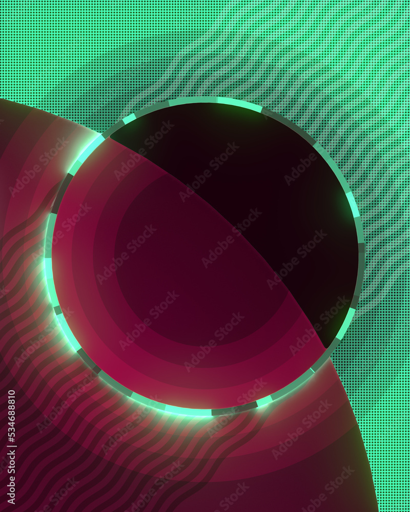 Aufkleber Geometric shapes with trendy gradient and luminous ring. Abstract light background. 3d rendering digital illustration