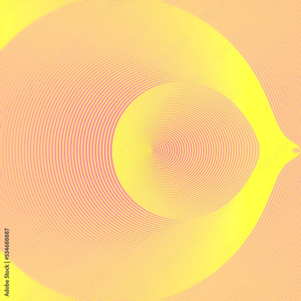 Poster simple geometric pattern of yellow lines presenting a rounded three-dimensional shape. 3d rendering 