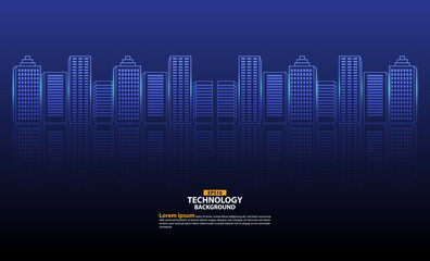 Technology City Futuristic Background Vector