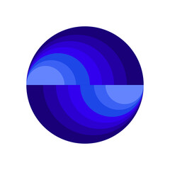 circle, round abstract composition in blue colors with gradients. vector illustration isolated on white background concept. Logo, icon