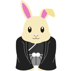 兎の年賀状素材（着物）