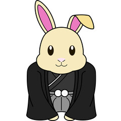 兎の年賀状素材（着物）