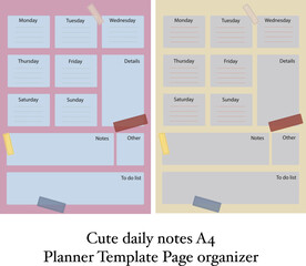 Planning organizer for notes in a notebook weekly business challenge