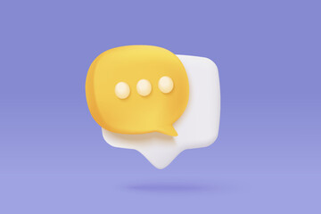 3D speech bubbles symbol on social media icon isolated on pastel background. Comments thread mention or user reply sign with social media. 3d speech bubbles icon vector with shadow render illustration - obrazy, fototapety, plakaty