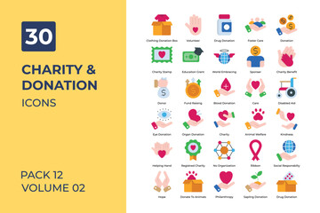 charity and donation icons collection.