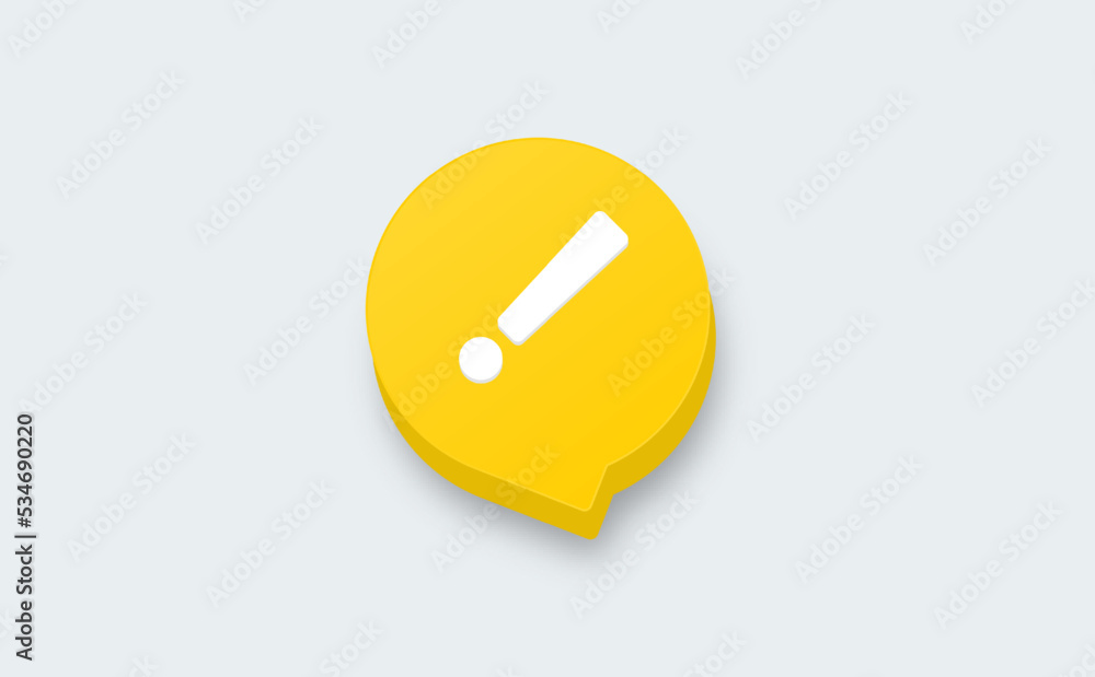 Poster warning message concept represented by exclamation mark icon. exclamation 3d realistic symbol in cir