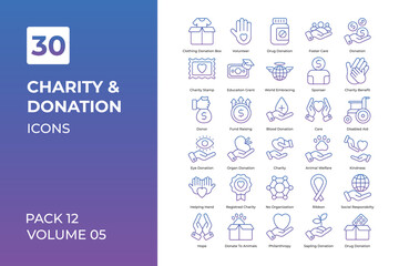 charity and donation icons collection.