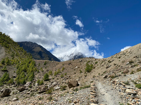 Hiking in Himalayas mountain Nepal