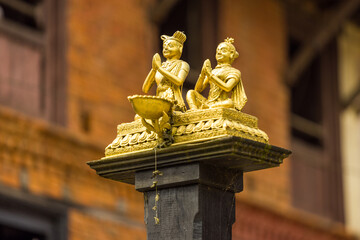 Bandipur, Nepal - Detail of a small statue in a temple of Bazaar Street 