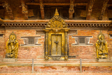 Fototapeta premium Patan, Nepal - Golden Doorway Mul Cok at Patan Royal Palace, Durbar Square 