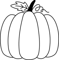 Pumpkin Line Hand Drawn Isolated Illustration