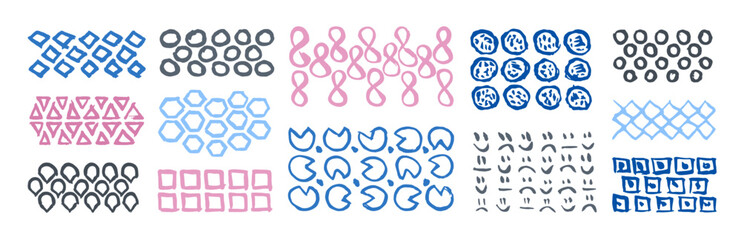 Grunge paint strokes doodles. Scribbles collection. Quirky ink doodles. Ethnic tribal ornaments doodles. Ethnic grunge ink design elements.