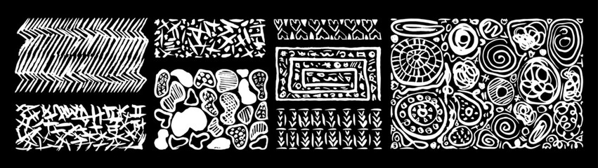 Grunge paint strokes doodles. Scribbles collection. Quirky ink doodles. Ethnic tribal ornaments doodles. Ethnic grunge ink design elements.