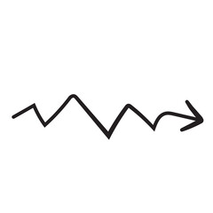 Line art arrow with black thin line. PNG with transparent background.