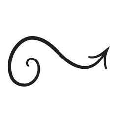 Line art arrow with black thin line. PNG with transparent background.