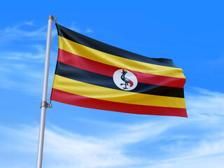 Uganda flag waving in the wind