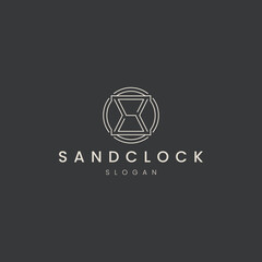 Sandclock line art logo icon design