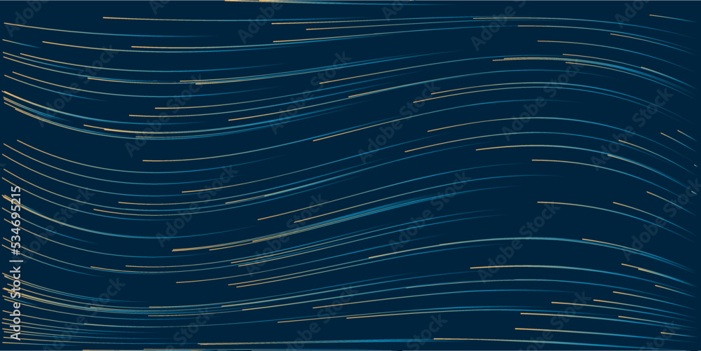 Aufkleber blue and brown moving, flowing stream of particles in curving, wavy lines - digitally generated futu