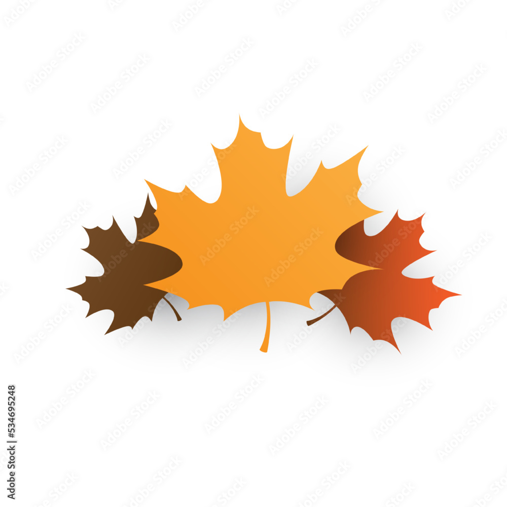 Poster brown and golden autumn fallen maple tree leaves on white background - design template in editable v