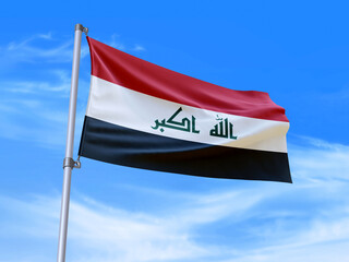 Fototapeta na wymiar Iraq flag waving in the wind