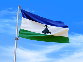 Lesotho flag waving in the wind