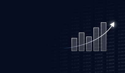 Blue abstract business financial chart arrow graph stock on city building background