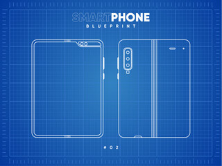 blueprint of the phone samsung fold vector
