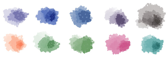 set of watercolor hand drawn watercolor splashes