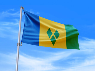 Saint Vincent and the Grenadines flag waving in the wind
