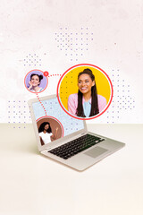 Creative 3d photo artwork graphics painting of happy smiling best ladies communicating modern...