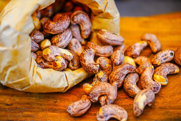 Studio shooting cashew nuts, high protein food