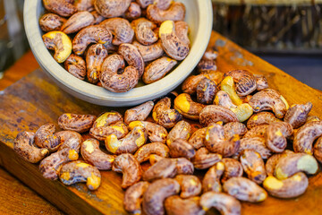 Studio shooting cashew nuts, high protein food