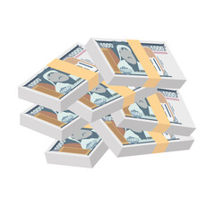 Mongolian Tugrik Vector Illustration. Mongolia money set bundle banknotes. Paper money 1000 MNT. Flat style. Isolated on white background. Simple minimal design.