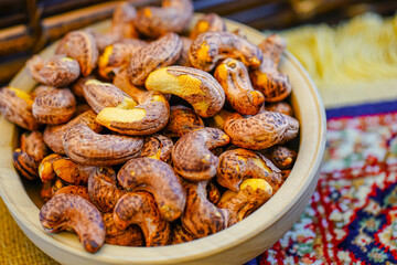 Studio shooting cashew nuts, high protein food
