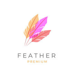 Fototapeta na wymiar Feather vector illustration logo with overlapping colors
