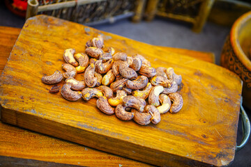 Studio shooting cashew nuts, high protein food