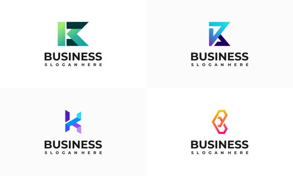 Set of Modern K Initial logo designs concept vector, Business logo symbol icon