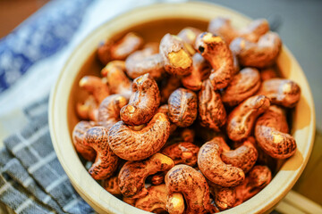 Studio shooting cashew nuts, high protein food