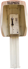 classic vintage public telephone post isolated with clipping path