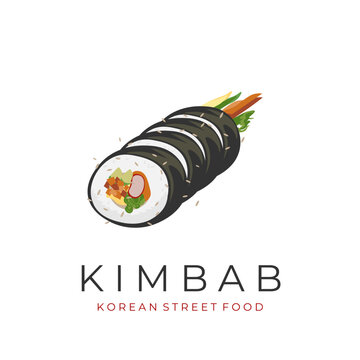 Sliced ​​homemade kimbap roll vector illustration logo