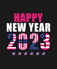 happy new year 2023 typography lettering t shirt design