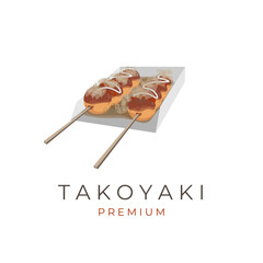 Japanese street food takoyaki vector illustration 