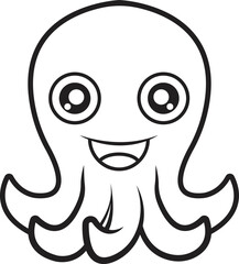 Vector Illustration of Octopus in Cute Style