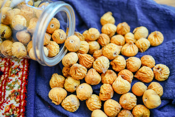 Studio photography of dried figs, a healthy nutritious food
