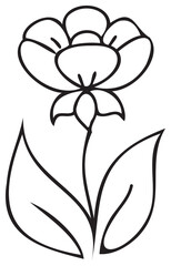 Line art flower illustration. PNG with transparent background.