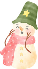 Christmas snowman watercolour illustration